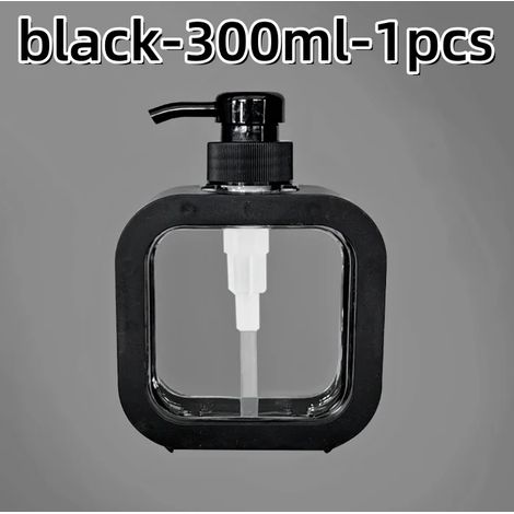 (noir - 300 ml - 1 pièce) Distributeur de savon de salle de bain rechargeable pour lotion, shampoing et gel douche, flacon pompe de voyage vide (1/5)