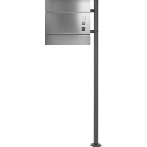 ECD Germany Cassetta Postale con Supporto Scomparto per Giornali Riviste Cassetta delle Lettere in Acciaio Zincato Piedistallo 120 cm Verniciato a Polvere Antracite Kit di Montaggio