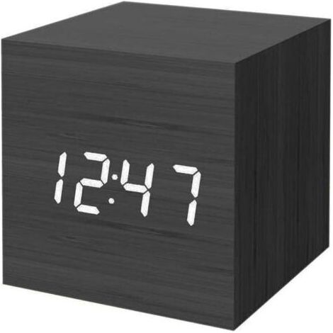 Réveil numérique, mini-réveil de bureau Cube moderne à lumière LED en bois, affiche l'heure et la température pour les enfants, les chambres, la maison, les dortoirs, les voyages (1/5)
