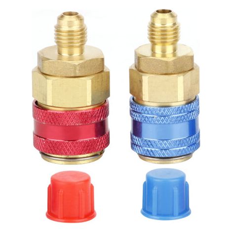 DEESSE SHOP-KIMISS R134A coupleur Rapide, 2 pièces R134A connecteur de coupleur Rapide Droit Haute Basse Pression Adaptateur de réfrigérant A/C de Voiture. (1/5)