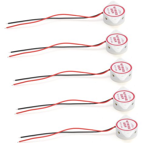 Unité de buzzer d'alarme piézoélectrique active à cinq unités, 95 dB DC3-24V (blanc). (1/5)