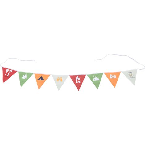 Guirlande Fanions Camping AT6443-1 Oxford Tissu Coloré 8 Drapeaux Triangle 2,5m Déco Extérieur Intérieur Fête (1/4)