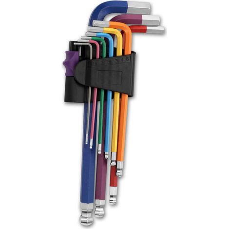 Jeu de 9 Clés Mâles Coudées Multicolores - Clés Allen à Tête Sphérique Métrique - Kit d'Outils de Serrage Professionnel (1/5)