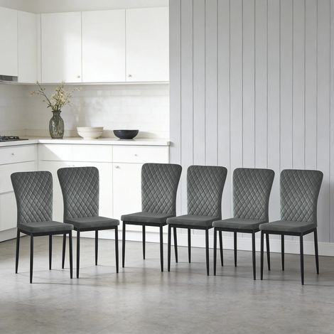 AINPECCA Set of 6 Dining Chairs High Back Velvet Office Kitchen Chair Living Home-Grey