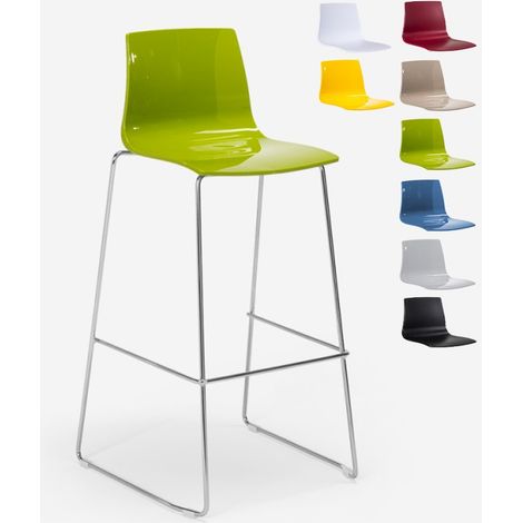 Taburete de Cocina Grand Soleil Design 74 cm Imola Slitta Cromado - Verde Anís (1/5)