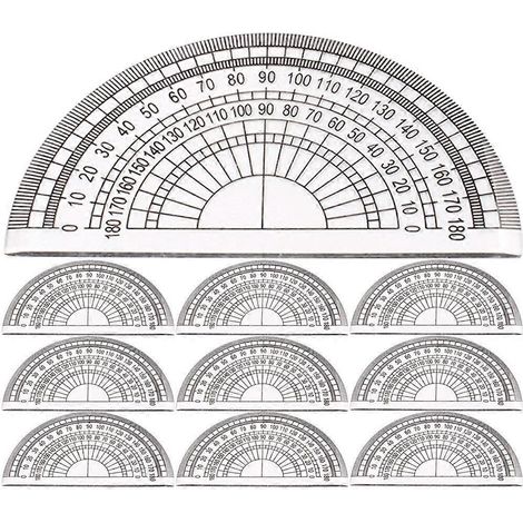 Lot de 10 rapporteurs en plastique pour mathématiques, outils de mesure d'angles, rapporteurs à 180 degrés pour étudiants-10X5.5CM (1/3)