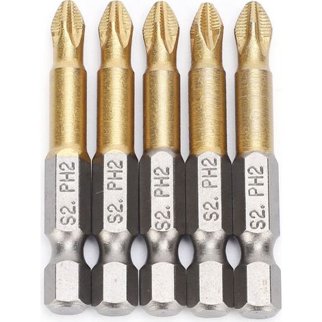 Bit de tournevis, 1/4 pouces 5pcs Ph2 Cross Hex Shank Grands tournevis de dureté Bits pour l'entretien (1/5)