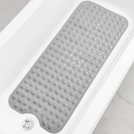 Tapis de bain et de douche, tapis de bain extra long et antidérapant 99 x 41 cm, lavable en machine, avec ventouses et trous d'évacuation pour salle de bain (1/5)
