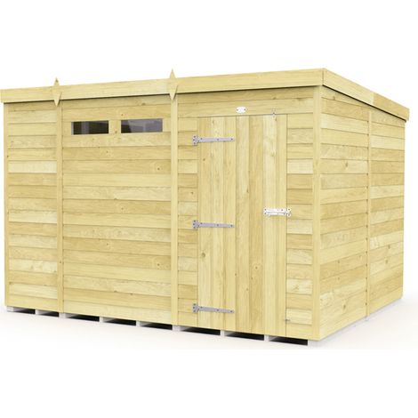10 x 8 Feet Pent Security Shed - Single Door - Wood - L231 x W302 x H201 cm