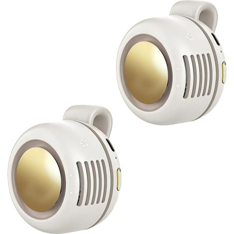 2-Pack Portable Clip-On Fan, Beige Mini USB Rechargeable 360° Rotatable Fan, 3-Speed Silent Mini Bladeless Fans (1/5)