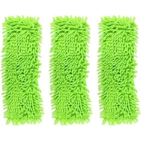 FENOPLASTICAEnsemble de serpillères en microfibre, lavables, pour le nettoyage humide et sec des carrelages et parquets, 3 pièces, 40x12 cm - Vert (1/4)