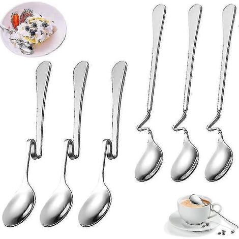 Ensemble de 6 cuillères à café incurvées en acier inoxydable (deux tailles) (1/5)