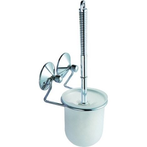 Escobillero con soporte de pared Acero Súper Ventosas Cromo MSV