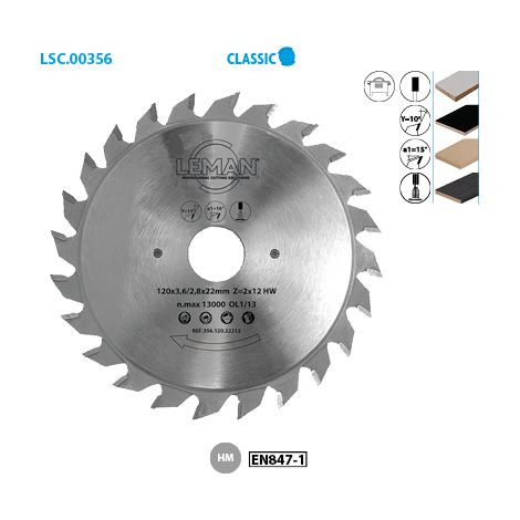 Leman – Lame de scie circulaire carbure inciseur 100 mm – Alésage 20 mm – 2x12 dents pour coupe nette – Adaptation précise avec bagues millimétriques