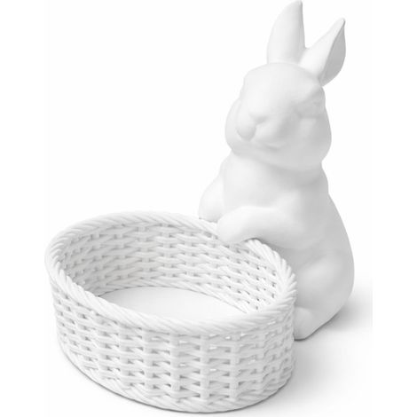 Decoración de Pascua, conejito blanco con cesta, adorno navideño