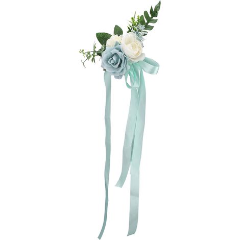 Ensemble de 8 décorations florales pour dossiers de chaises, idéales pour les banquets, mariages, fêtes et événements en extérieur, bleues. (1/5)
