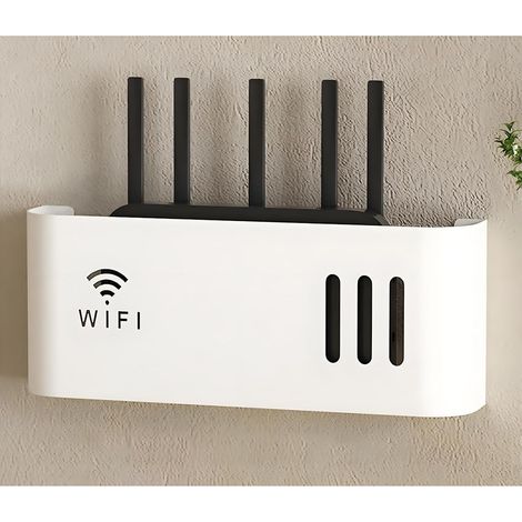 Supporto per router da parete, copertura per la scatola del router, supporto per la scatola Internet, ideale per organizzare la scatola del router e tutti i cavi (nero)
