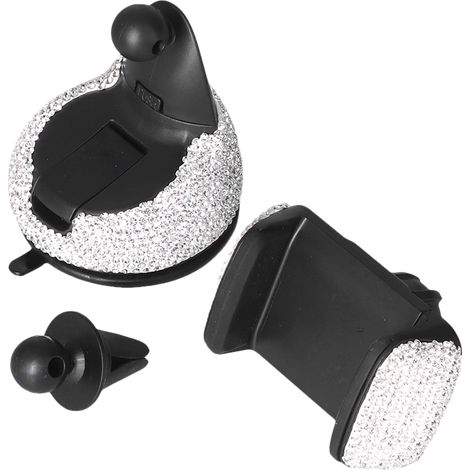 Support téléphonique voiture diamant ventouse console centrale extensible cadre fixe mobile cristal (1/5)