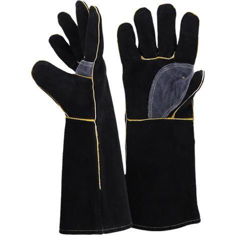 Extremely fire and heat resistant gloves, leather with Kevlar stitching, perfect for fireplace, stove, oven, grill, welding, BBQ, Mig, pot rack, animal handling (14 inches)