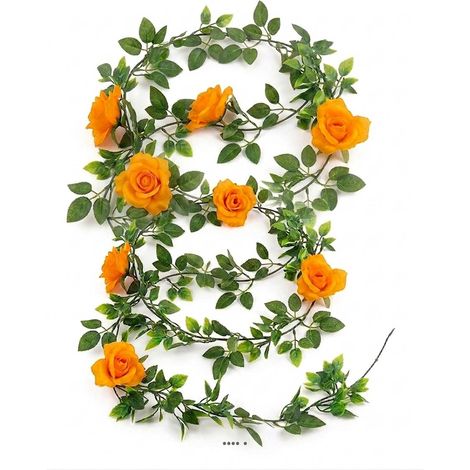 Guirlande de 8 Roses artificielles Jaune plastique L 180 cm - couleur: Jaune (1/3)