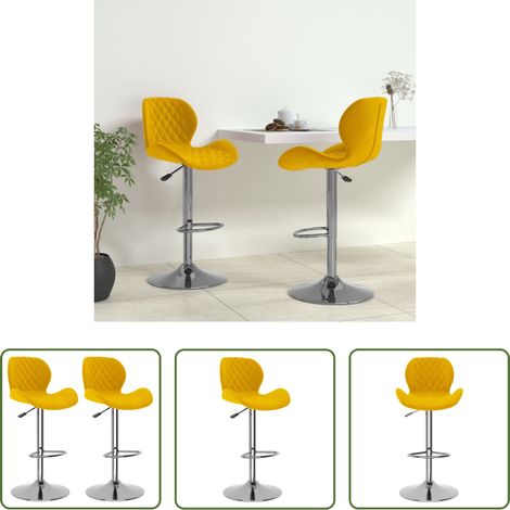 Chaise de bar - Tabourets de bar lot de 2 jaune moutarde velours (1/5)