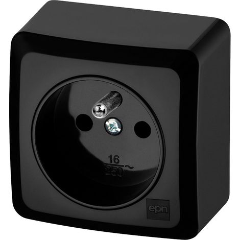 Enchufe simple Berg con toma de tierra n/t 2P+Z negro 3733-09 (1/2)