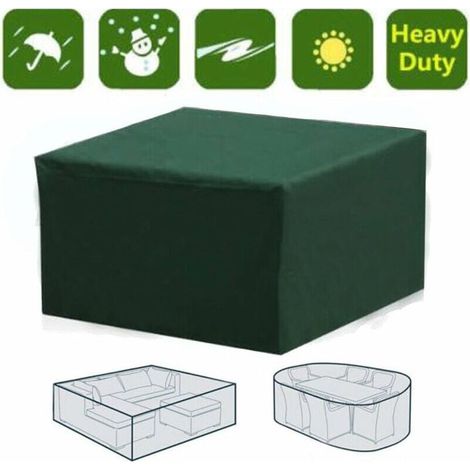 1 housse de canapé rectangulaire, étanche PVC 600D, protection UV, vert, 152 x 104 x 71 cm, pour meubles de jardin et tables de patio (1/4)