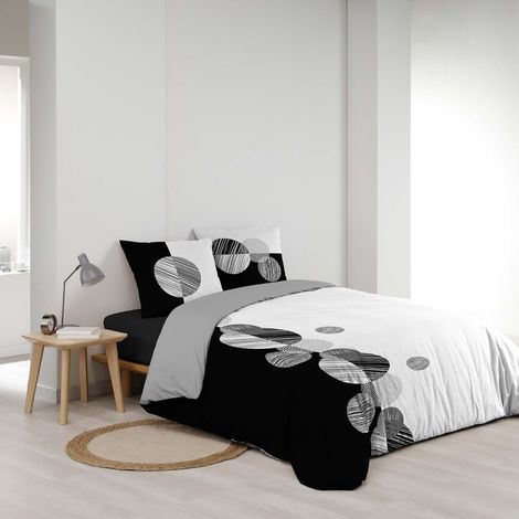 Parure de couette imprimée 260 x 240 cm + 2 taies 100% coton 57 fils Stormi (1/4)