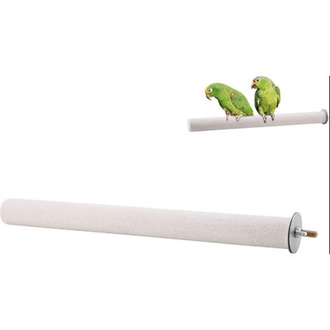 White Handle Perch for Bird Cages Bacchette per Gabbia uccelli Pumice Stone Toy Branch to Keep Nails and Beaks in Perfect Condition 2.5 x 35 cm (1/5)