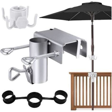 Support parasol balcon, Pied de Parasol Balcon Réglable ø 25-38 Mm, Fixation Parasol Balustrade pour Balcon et Terrasse (1/4)