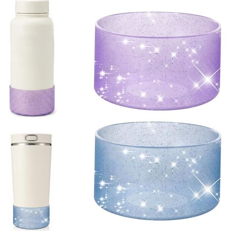 2 Pèces Manchon en Silicone pour Bouteille d'eau Bleu et Violet  Manchon de Protection en Silicone pour Gourde Isotherme Convient aux Tasses Isothermes de 7 à 7,5 cm et aux Tasses Stanley (1/5)
