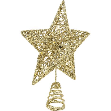 Étoile de sapin LED en fer doré à lumière chaude, une décoration exquise pour sapin de Noël et fêtes à la maison. (1/5)