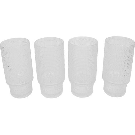 Set aus 4 großen, stapelbaren Vintage-Gläsern mit Polka-Dots für Eiskaffee, Saft oder Bier, 325 ml, elegantes Retro-Design (1/5)