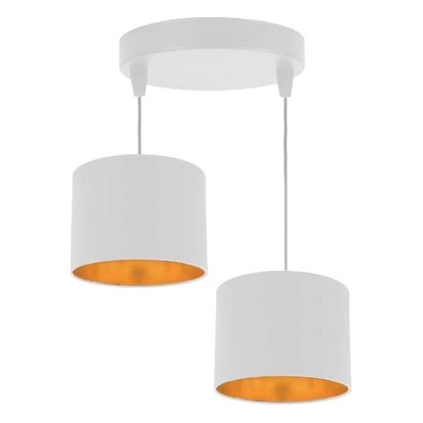 Suspension Candellux Atlanta tissu blanche/or 2xE27