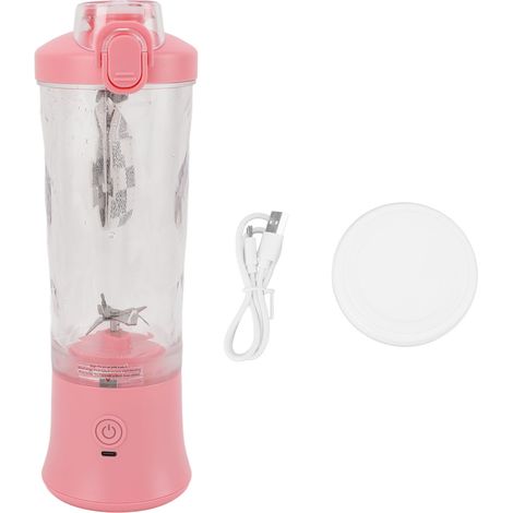 Mixeur portable 600ml 2 vitesses 150W 18000tr/min rechargeable USB batterie 4000mAh couvercle anti-fuite mini tasse mixeur smoothie rose (1/5)