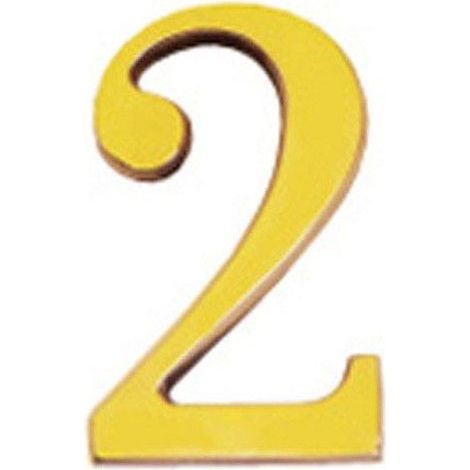 Chiffre "2" en laiton 10 cm. avec vis cachées (Blister 1 pièce) (1/2)