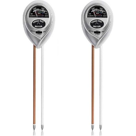 3-in-1-Bodentester, 2er-Pack Feuchtigkeits-/Licht-/pH-Tester, Pflanzen- und Blumenbodentest-Set (Batterien nicht erforderlich), Silber – Crezuo