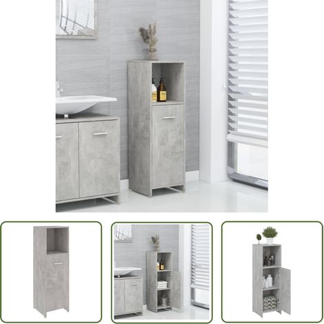 INLIFE Armoire de salle de bain Gris béton 30x30x95 cm Aggloméré (1/5)