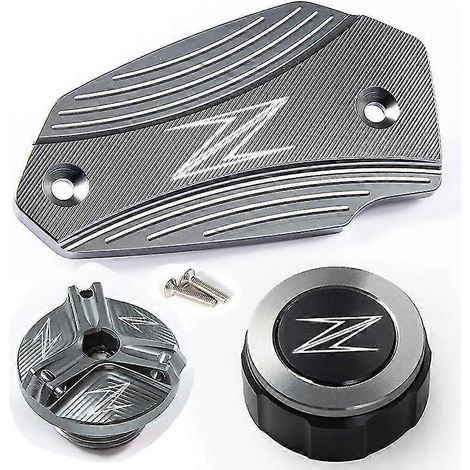 Accessoires de protection pour bouchons de liquide de frein avant et arrière et bouchon de réservoir de carburant pour motos Kawasaki Z 900, Z 800, Z 650, Z650, Z900 et Z800 (2013-2023) - Kit en titan (1/5)