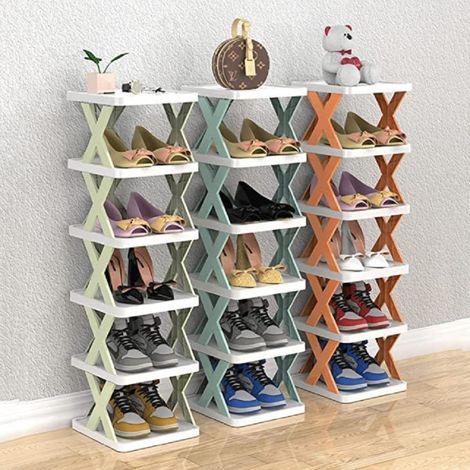 TrAdE Shop Traesio - Organizer Per Scarpiera Verticale Montaggio Rapido 7 Livelli Ripiano Pieghevole - (1/5)