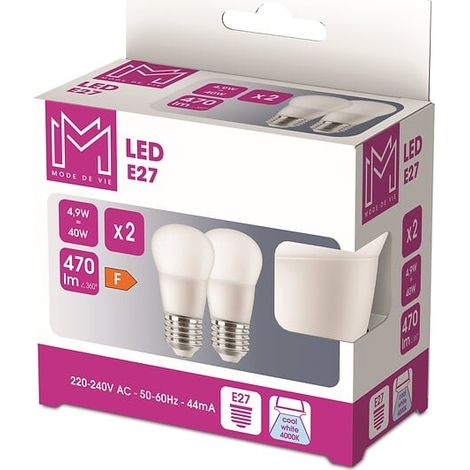 Ampoule E27SPH - Dépolie - Blanc froid - Lot de 2 - 40W