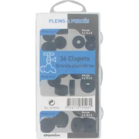 COMAP Coffret de 36 clapets pleins et percés d'étanchéité pour robinet - Gands diamètres : 14x7, 15x7, 16x7, 4x14x5, 5x17x5, 4x18x5 - Joint pour robinet - S279503