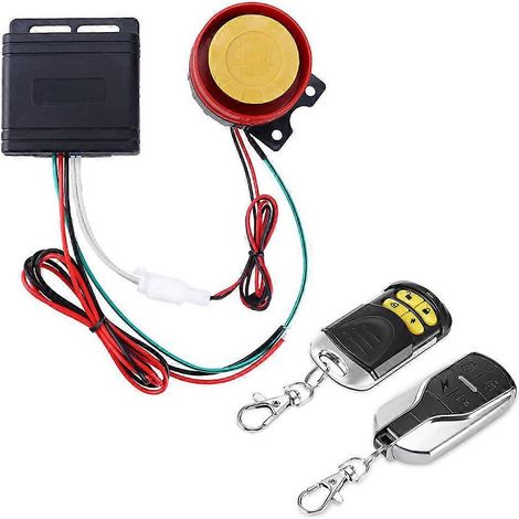 Sirena de coche de 12 V, sistema de alarma de seguridad con control remoto, antirrobo, para motocicleta, bicicleta, resistente al agua, kit de arranque remoto para coche. (1/5)