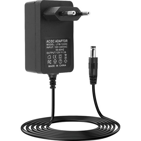 Adaptateur Secteur 12V 2A 24W Universel, Transformateur AC DC 12V 24W pour Haut-Parleurs, Bandes LED, Routeurs, Caméras CCTV et Autres Appareils Électroniques, Alimentation 12V 2A 5.5mm x 2.5mm (1/5)
