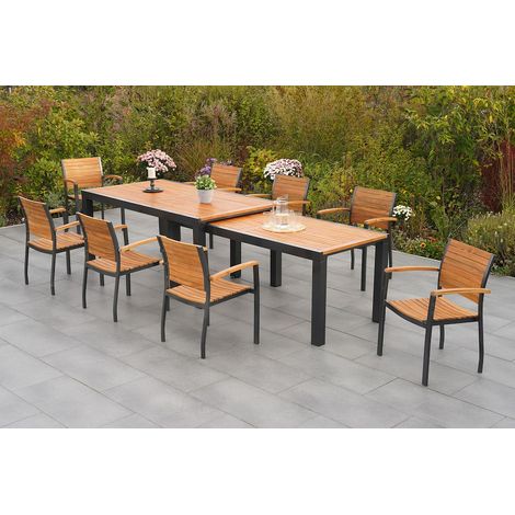 Santorin Set 9tlg 8 Sessel Flex Tisch 180(300)x100cm