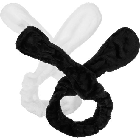2 Pieces Rabbit Hairband in Black and White Fabric (1/5)