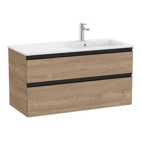 CONJUNTO MUEBLE THE GAP 1000X460 2 CAJONES + LAVABO DERECHA NOGAL