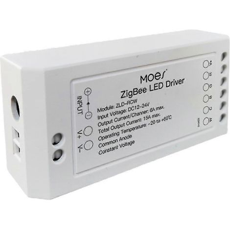 Contrôleur intelligent Moes Zigbee 3.0 pour rubans LED, compatible RGB, avec application de programmation vocale et contrôle intelligent RGBCW. (1/5)