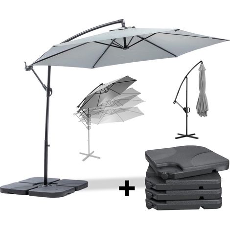 MaxxGarden - Sombrilla (300 cm de diámetro) con base cruzada adicional - Sombrilla para balcón con protección UV - Sombrilla para terraza, playa y jardín - Sombrilla estable para jardín (1/5)