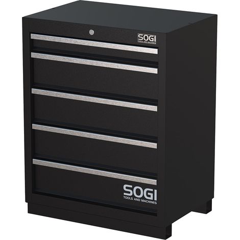 Armadietto in lamiera SOGI ARR-M-A-5C per arredo officina - 5 cassetti a estrazione telescopica - 680x460x865 mm (1/2)